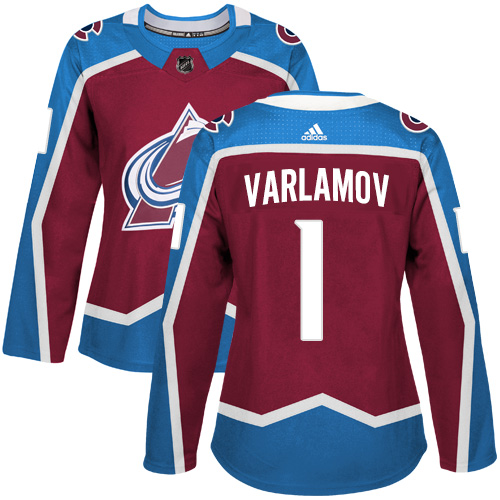 Adidas Colorado Avalanche #1 Semyon Varlamov Burgundy Home Authentic Women Stitched NHL Jersey->women nhl jersey->Women Jersey